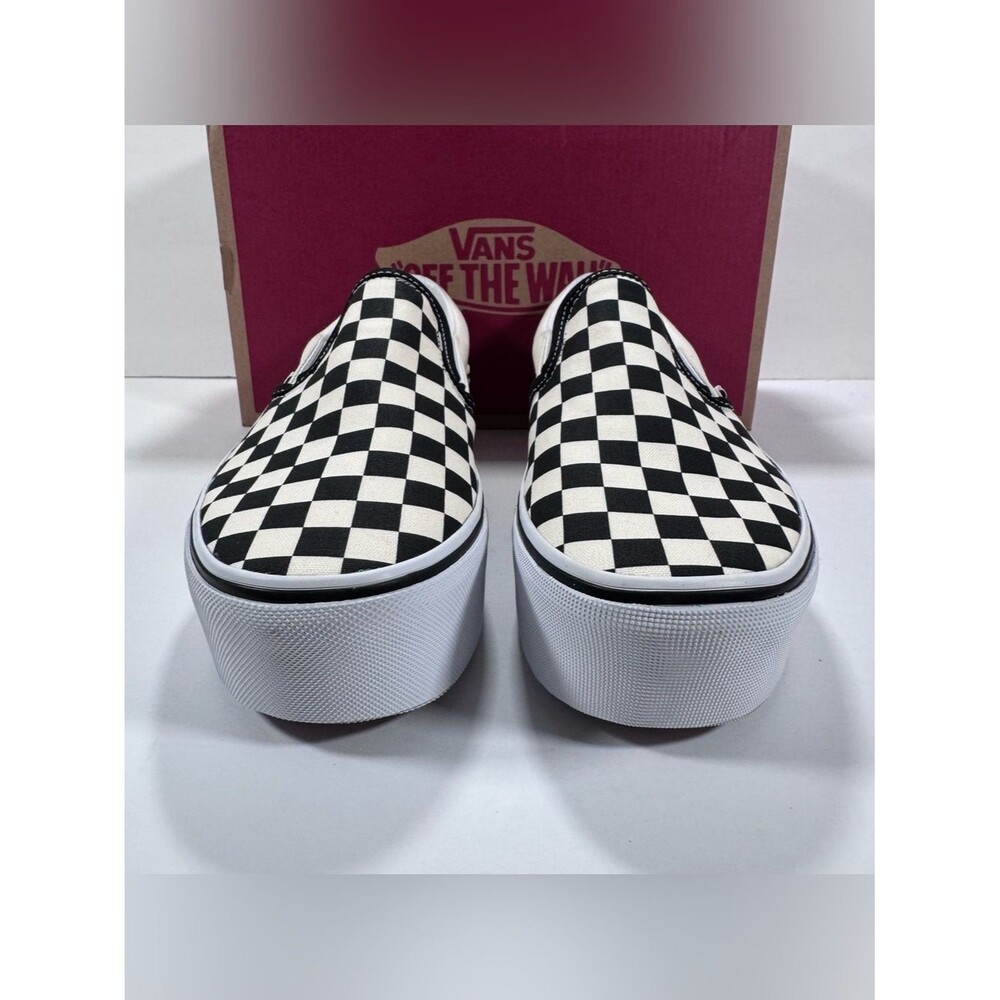 Vans Classic Slip-On Stackform Checkerboard Black Classic White Sneakers Women 8 - Picture 3 of 12